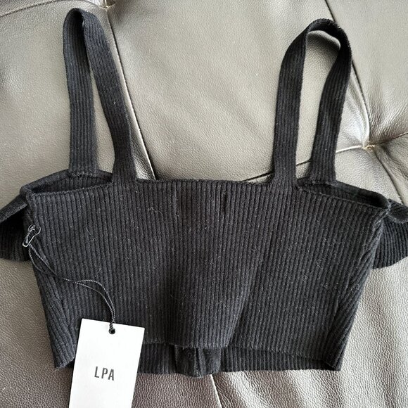 LPA Revolve Rib Knit Ruffle Crop Top - Picture 4 of 5